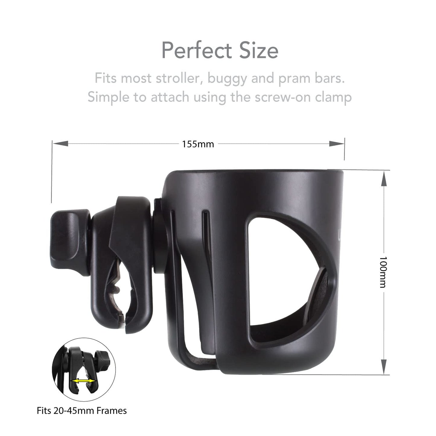 LittleLife Buggy And Pushchair Universal Cup Holder Adjustable Bottle Organiser for Stroller, Drink and Coffee Cup Holder, Single