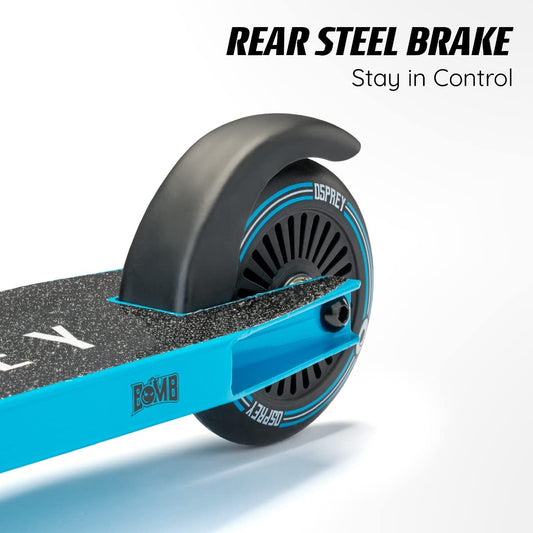 Osprey Stunt Scooter | for Boys Girls Kids and Adults, Kick T-Bar Street Pro 360 Spin Scooter with ABEC 5 Bearings and Ergonomic Handlebars, Multiple Colours, Blue