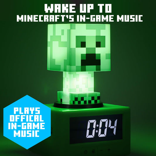 Paladone Minecraft Creeper Alarm Clock - Officially Licensed, In-Game Music & Night Light for Kids & Tweens, Gaming Room Accessory