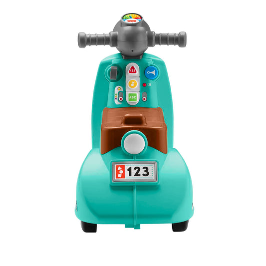 Fisher-Price Toddler Ride-On Toy Scooter with Smart Stages Educational Content for Pretend Play, Multi-Language Version, Laugh & Learn, HMV76