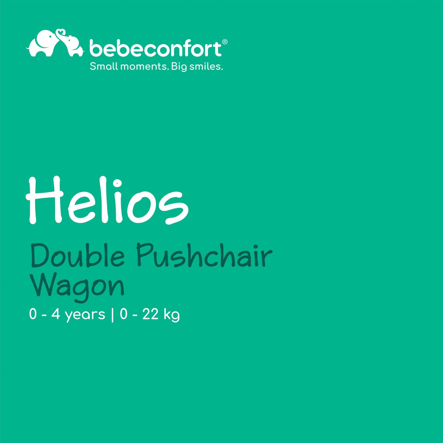 Bebeconfort Helios, Double Pram from Birth, 0-4 Years, 0-22kg, 2 Face-to-face Seats, Large All-Terrain Wheels, Compact Folding, Trolley on Wheels, Protective Canopy, Mineral Graphite