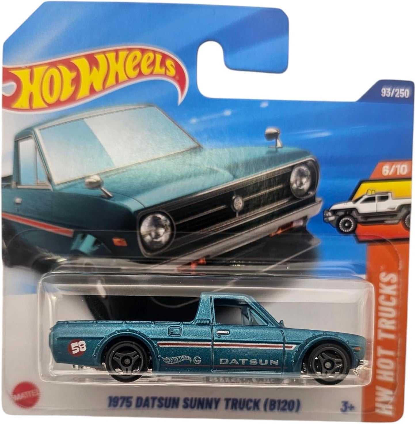 Hot Wheels 1975 Datsun Sunny Truck B120, Metallic Blue, Die-Cast Model Car, 93/250