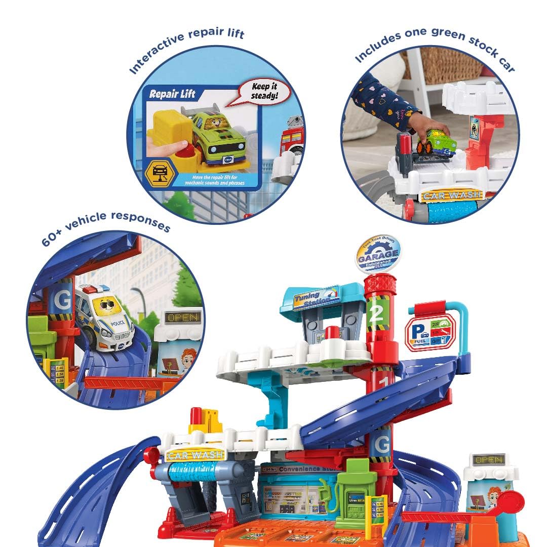 VTech Toot-Toot Drivers Fix & Fuel Garage, Car Tracks Kids With Lights And Sounds, Musical Toy, Suitable Boys & Girls 12 Months, 2, 3, 4 + Years, English Version