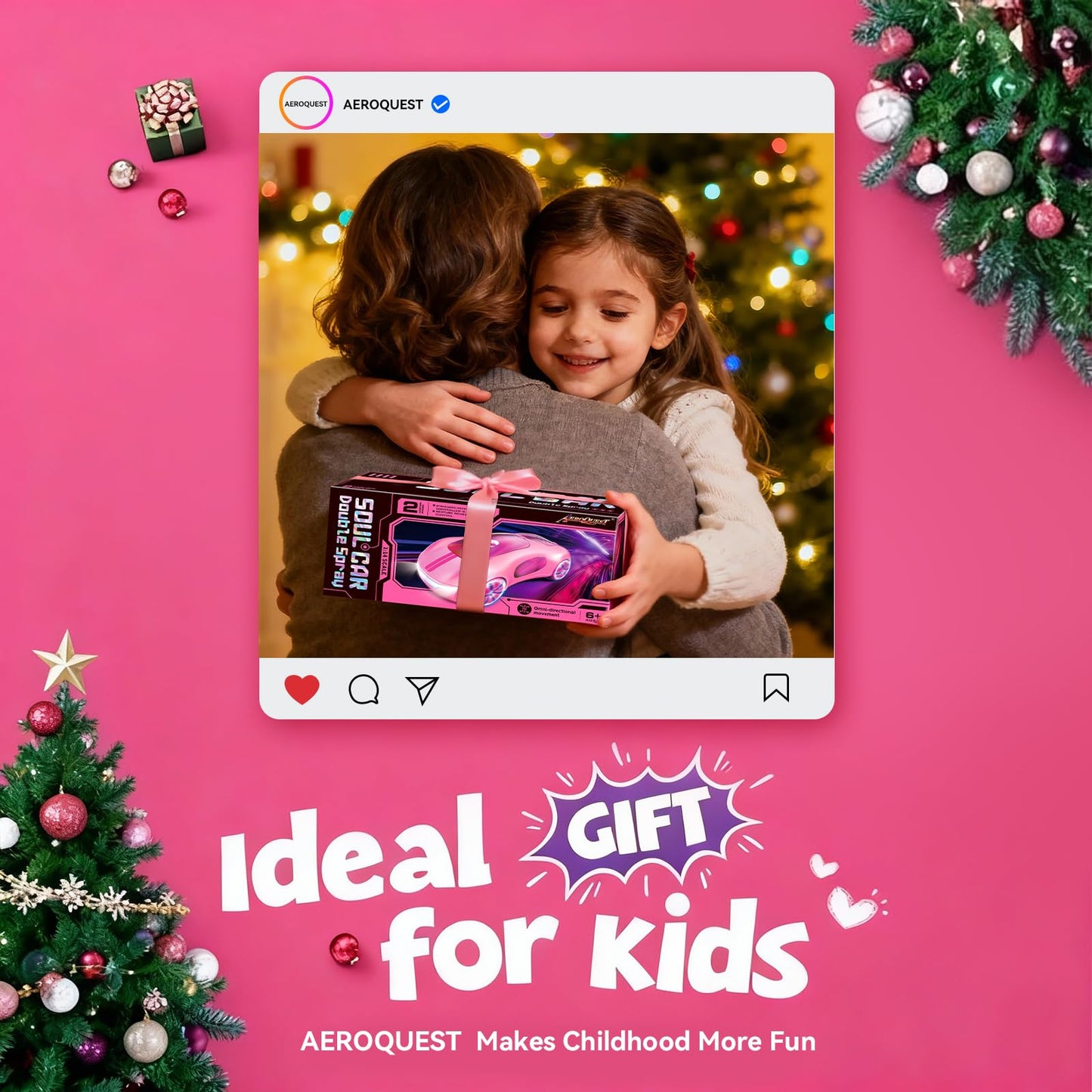 AEROQUEST remote control stunt car for kids with lights, spray, and sound, featuring gesture sensing and rechargeable 2.4GHz control.
