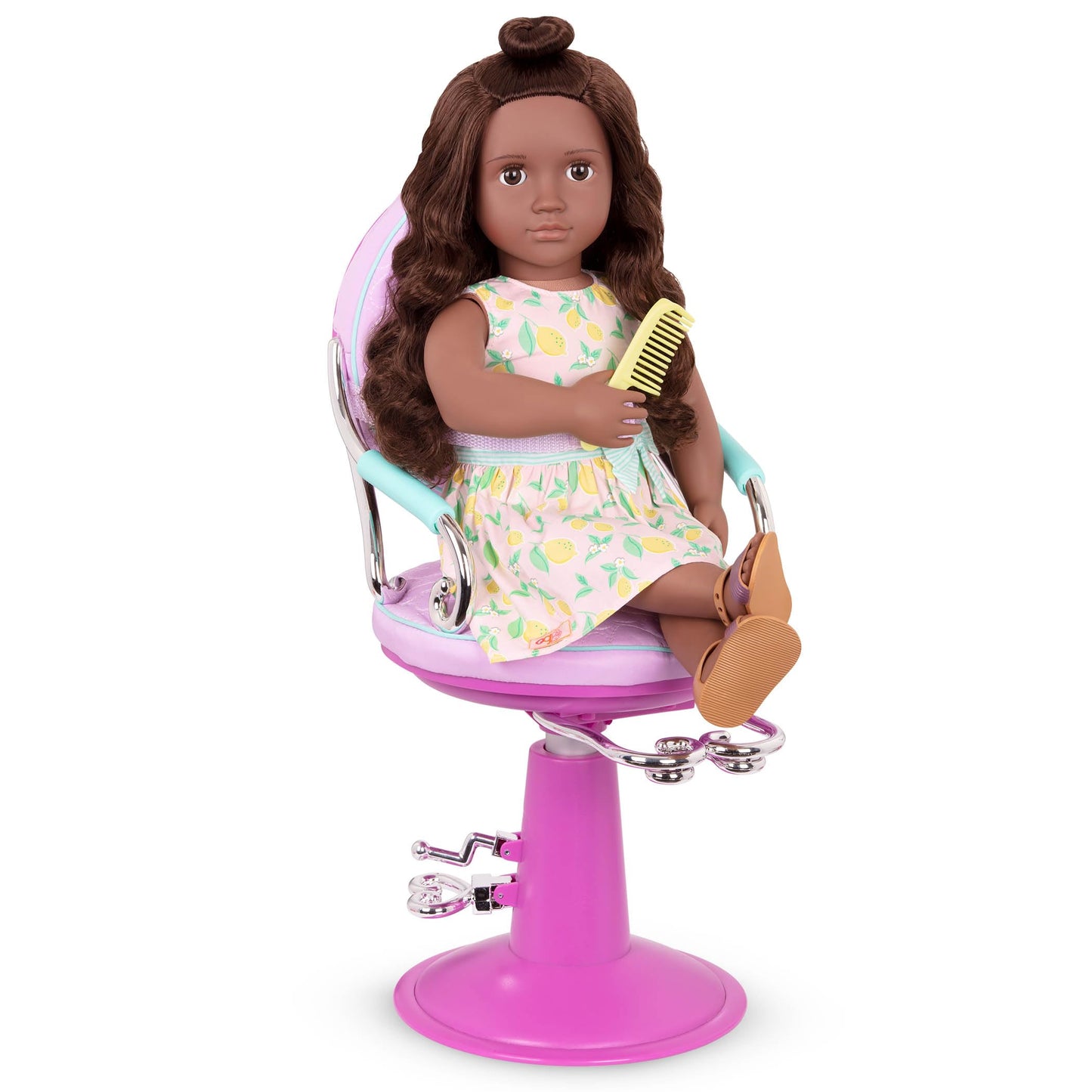 Our Generation - Sitting Pretty Salon Chair - Adjustable Salon Chair Playset - Hair Dryer & Styling Tools - 18-Inch Doll Accessories - Pretend Play - Toy for Kids 3 Years +