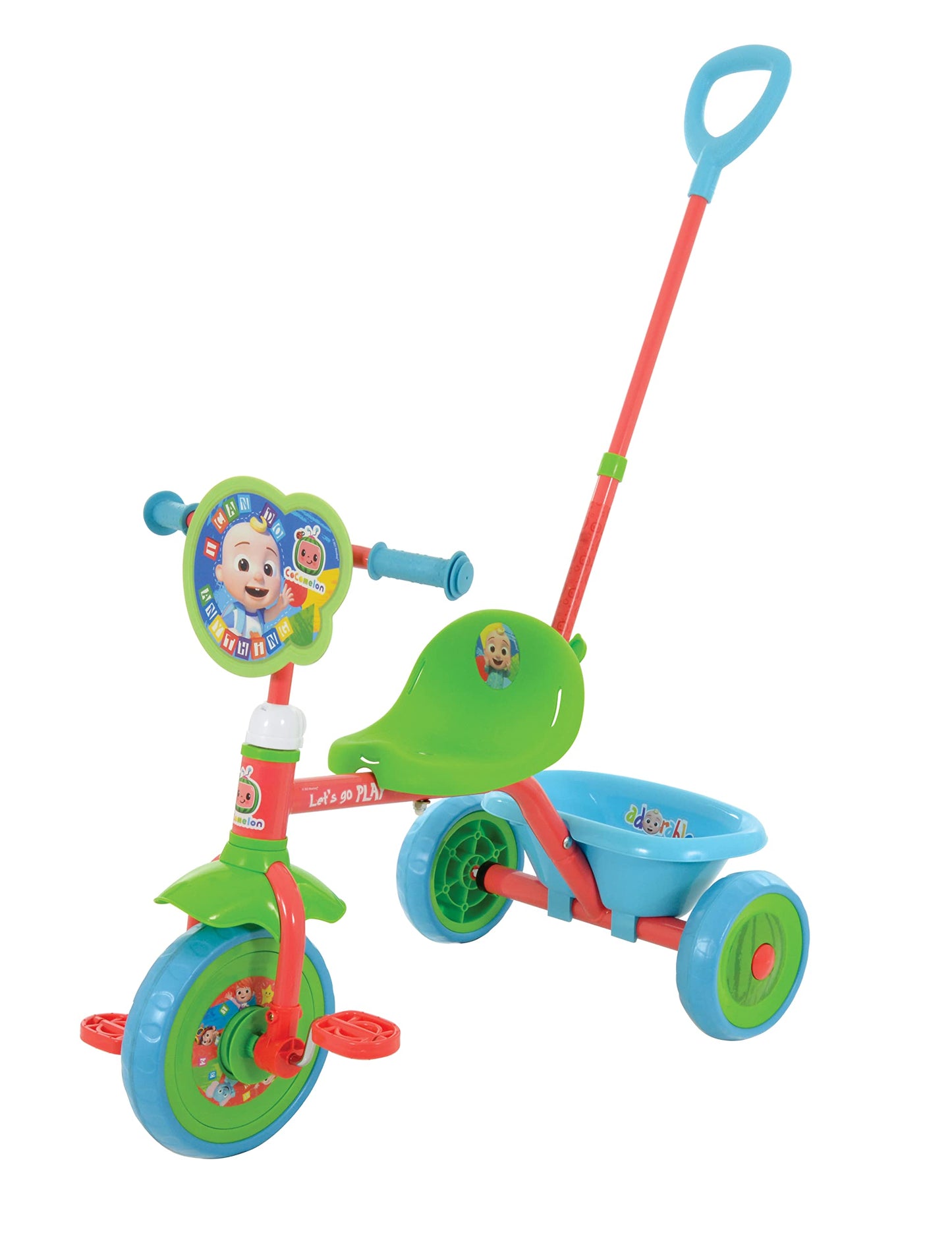 CoComelon My First Trike for Toddlers - Baby Trike with Parent Handle - Adjustable Tricycle - Push Along Bike - 79x44x97cm