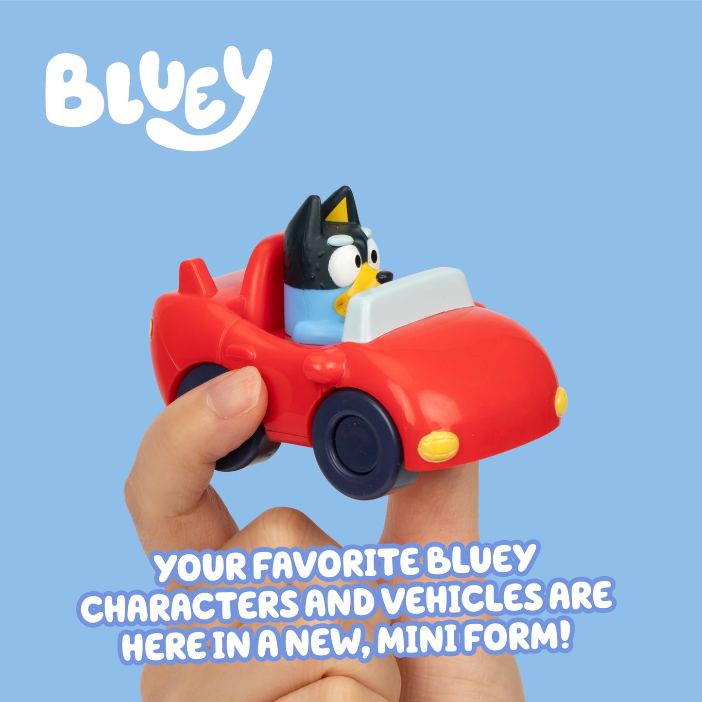 Bluey Mini Racers, 4 of the Most Popular Vehicles in Mini Form. Roll and Race With Garbage Truck, Fire Truck Bingo, Convertible Bandit and Heeler 4WD Chilli, Collect Them All!