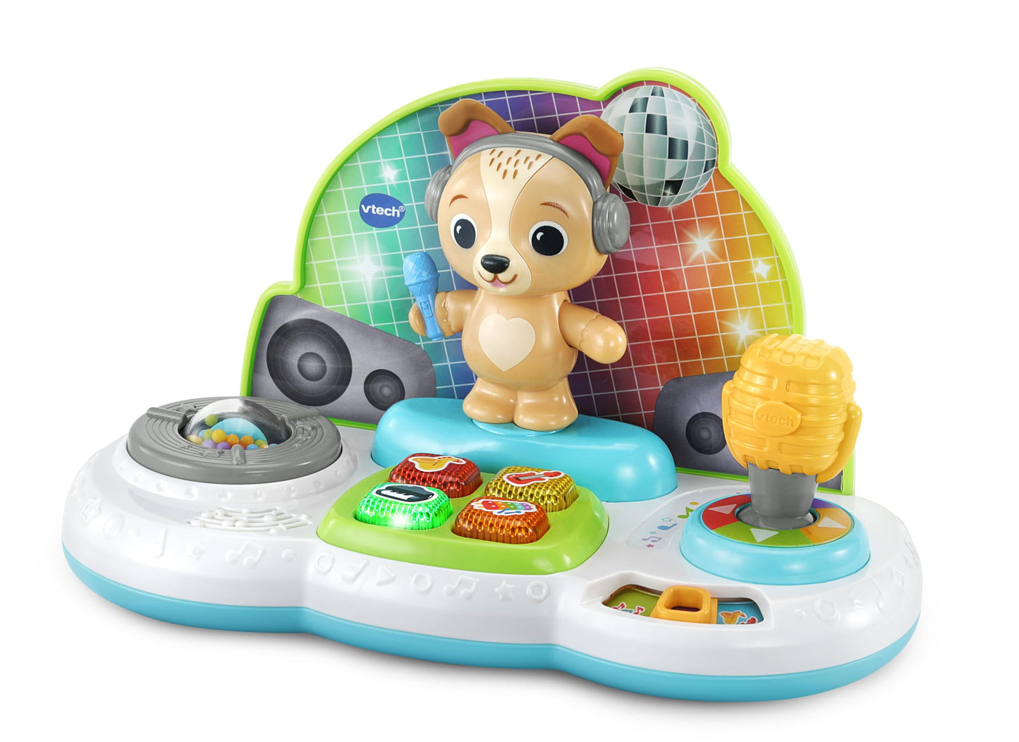 VTech Baby DJ Jams Puppy, Interactive Musical Toy, 60+ Songs and Melodies, Music, Learn & Play Modes, Fun DJ Features, Suitable for Ages 9, 12, 18 Months Plus, English Version