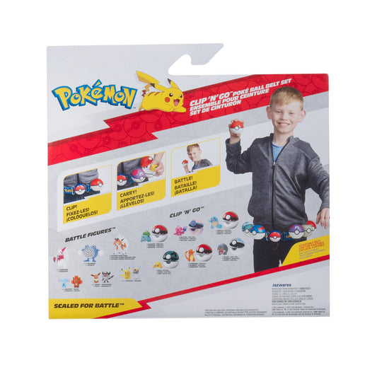 Pokémon Clip N Go Poke Ball Belt Set - Quaxly Includes Themed Belt and 2-Inch Quaxly with Dive Ball & Water Ball Accessories