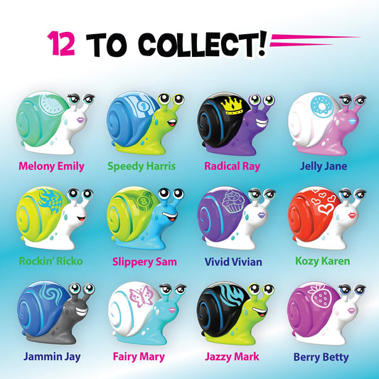 So Slime Go Gooey Snails mystery pack features stretchy slime snails with surprises inside, perfect sensory fidget toys for kids 6+.