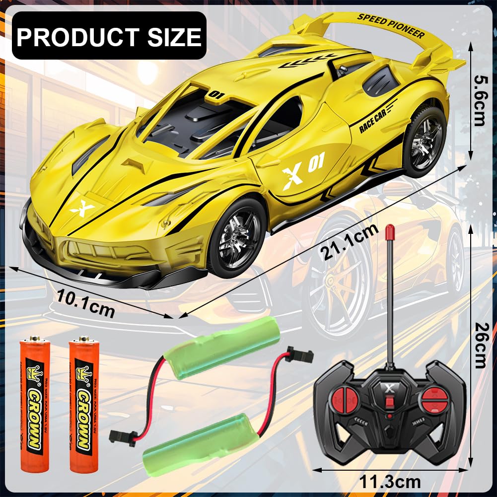 HATFRYF RC Drift Car, Cool Electric Remote Control Car, Kids Toy Vehicle, Model Toy for Boys - Driftable, Gifts for Kids Boy Yellow