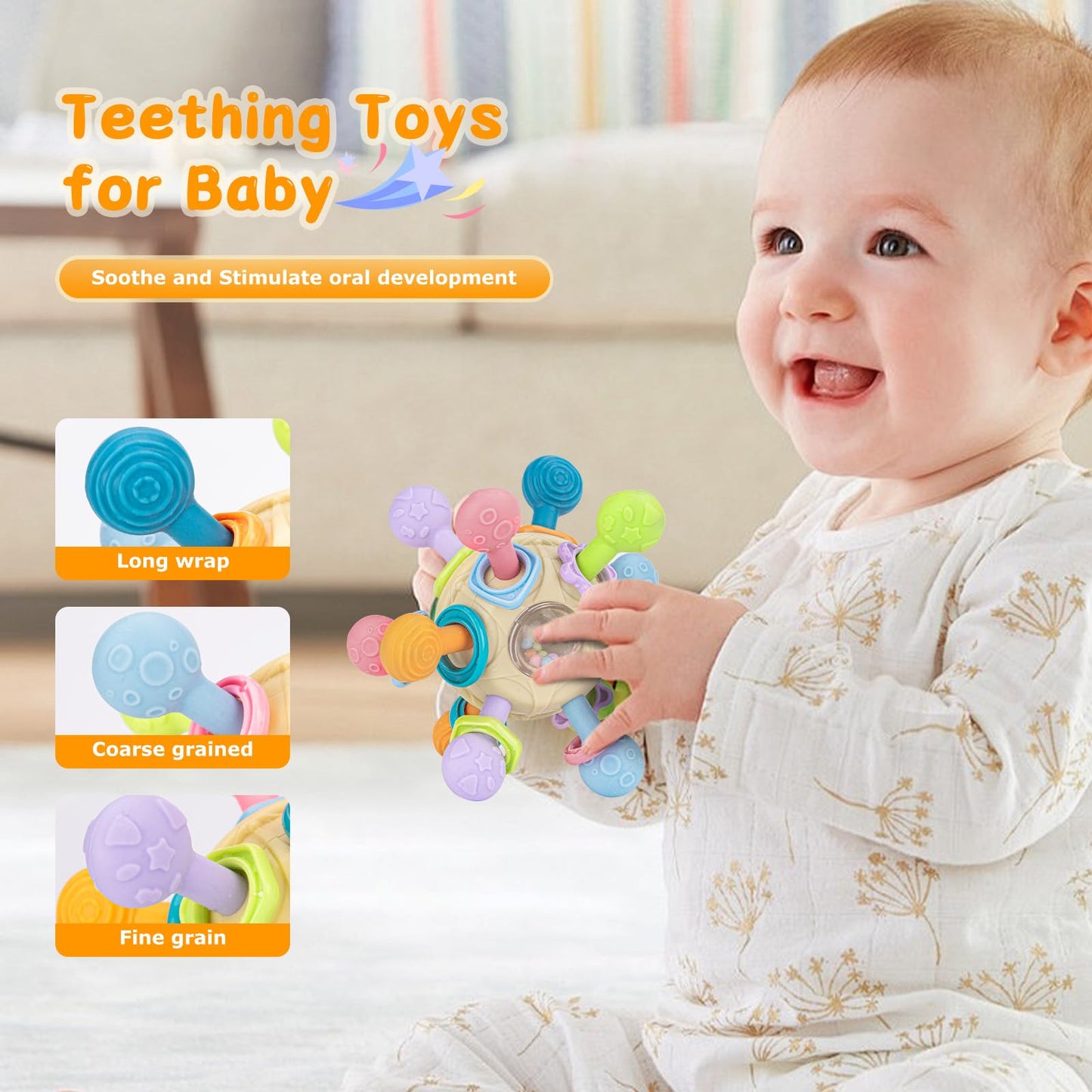 Baby Toys 0-6 Months, Baby Montessori Sensory Teething Toys, Activity Baby Ball,Newborn Rattle Teether Toys Developmental Early Educational Toys for 3 6 9 12 Month Boys Girls Gifts