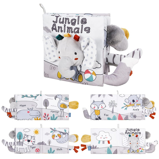 Baby Books, Soft Crinkle Cloth Sensory Toy High Contrast Soft Book, Fabric Touch and Feel Activity Early Development Toy Infant Boy Girl Shower Present