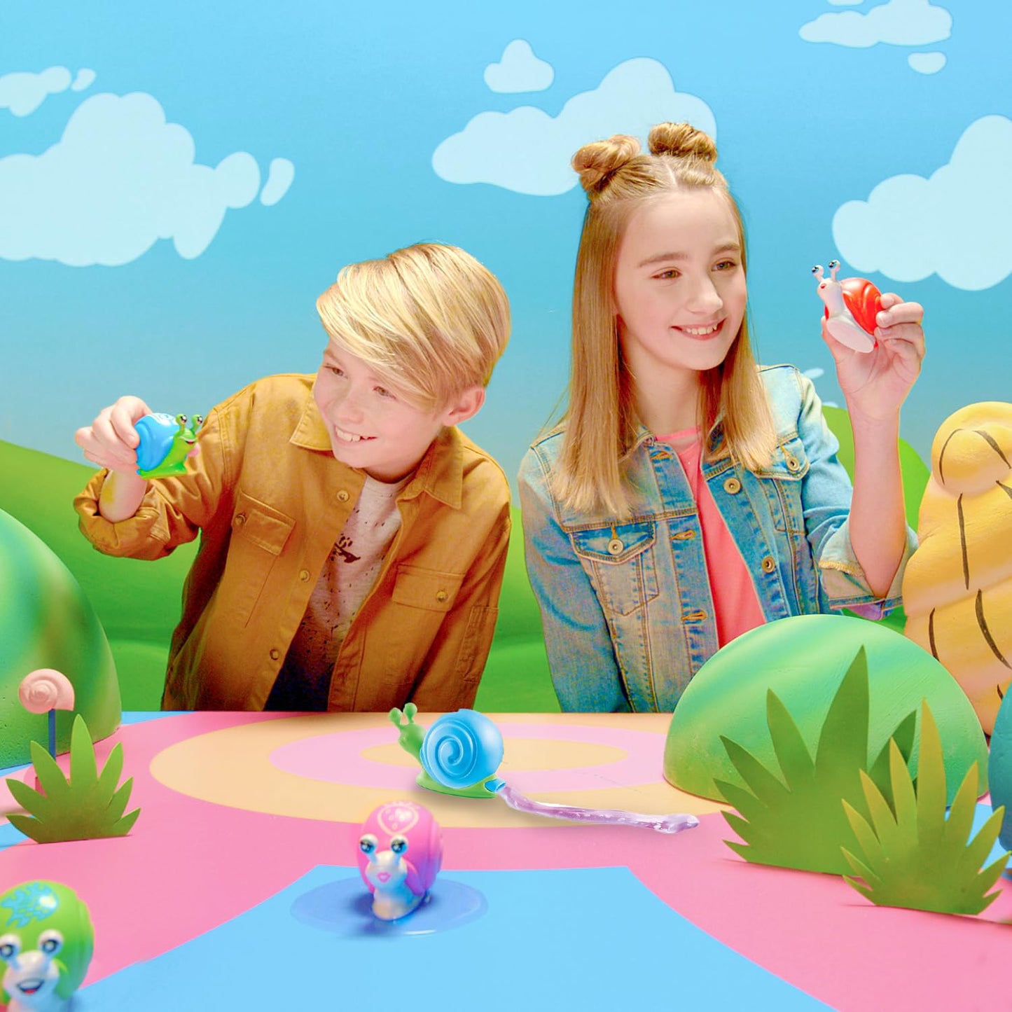 So Slime Go Gooey Snails Mystery Pack featuring colorful stretchy slime snails with surprise inside, sensory fidget toy for kids aged 6+
