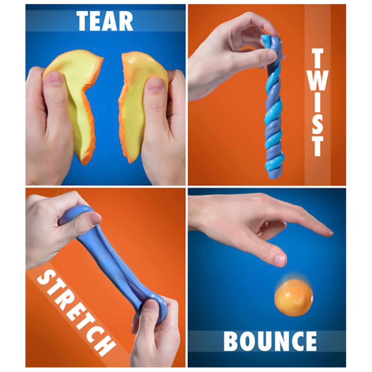 Color-changing slime putty in a pack by D.A.Y. Republic, showing vivid, heat-sensitive, playful slime in a child's hand.