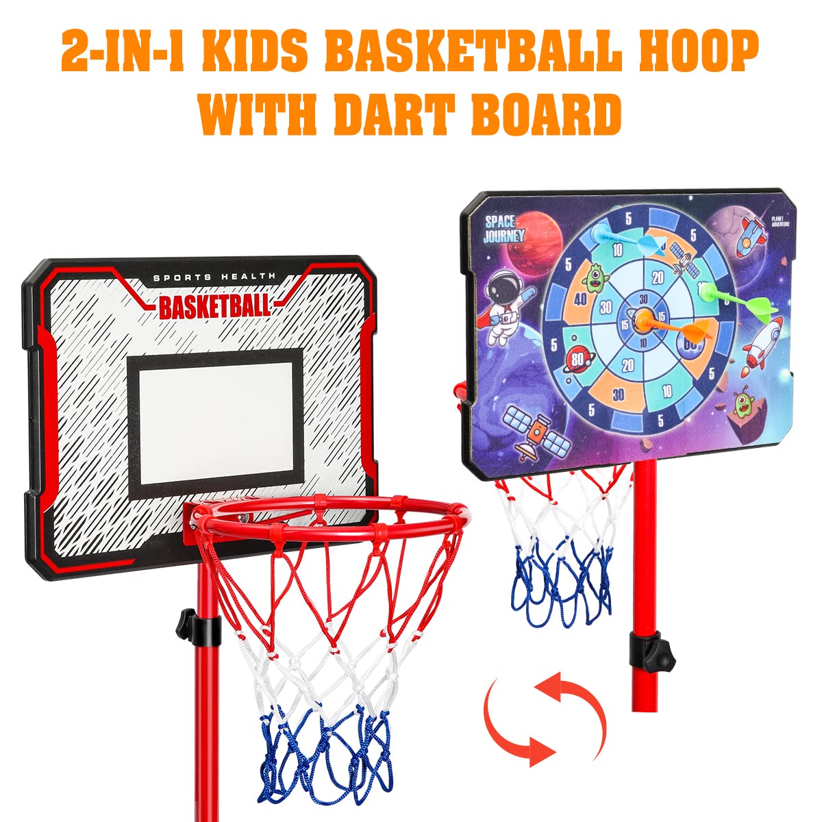 MELAND Basketball Hoop - Basketball Hoop for Kids with 3 Mini Basketballs Indoor & Outdoor, Toys for 3+ year old Boys Girls