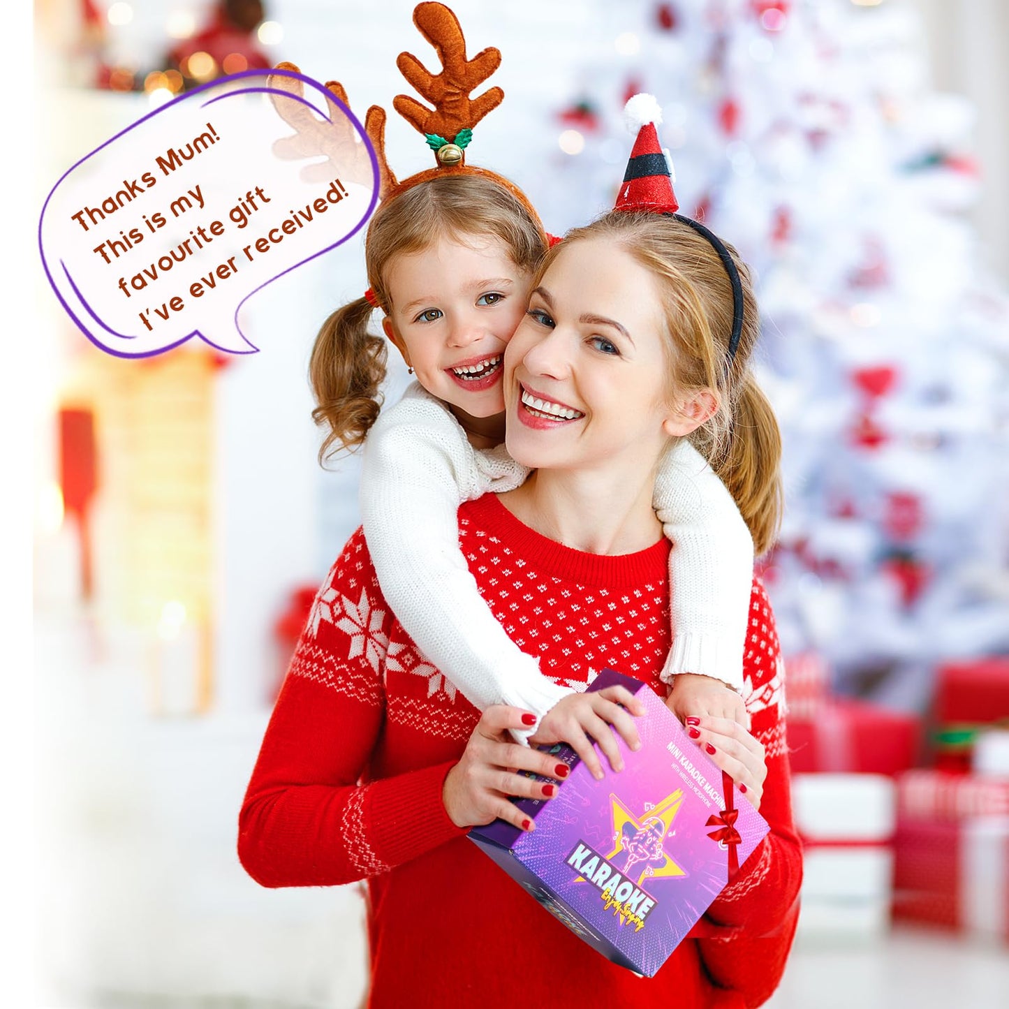 YLL Mini Karaoke Machine in purple with two wireless microphones, ideal kids gift for ages 3-12, perfect for parties and birthdays