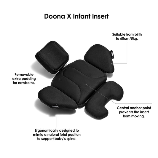 Doona X Baby Car Seat & Travel Stroller Nitro Black - Convertible 0+ Car Seat and Pram with 3 Recline Positions - Ergonomic Pushchair and Travel System - ISOFIX Base Sold Separately
