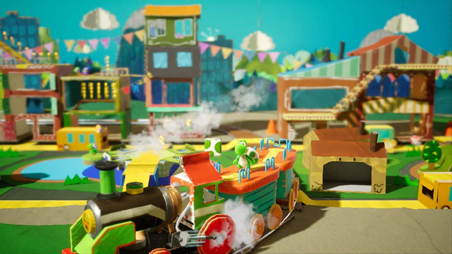 Nintendo Yoshi's Crafted World game for Nintendo Switch, featuring colorful handcrafted Yoshi character and vibrant game environment.