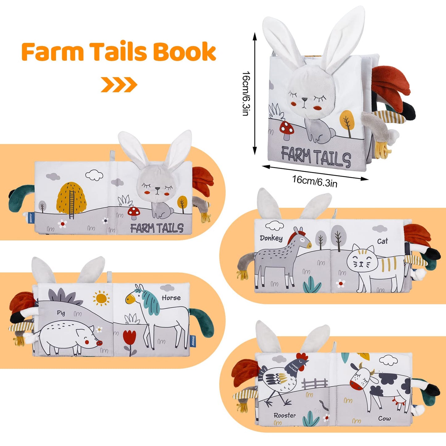 Soft crinkle sensory baby book by Firtink with high contrast fabric pages for early development and tactile exploration.