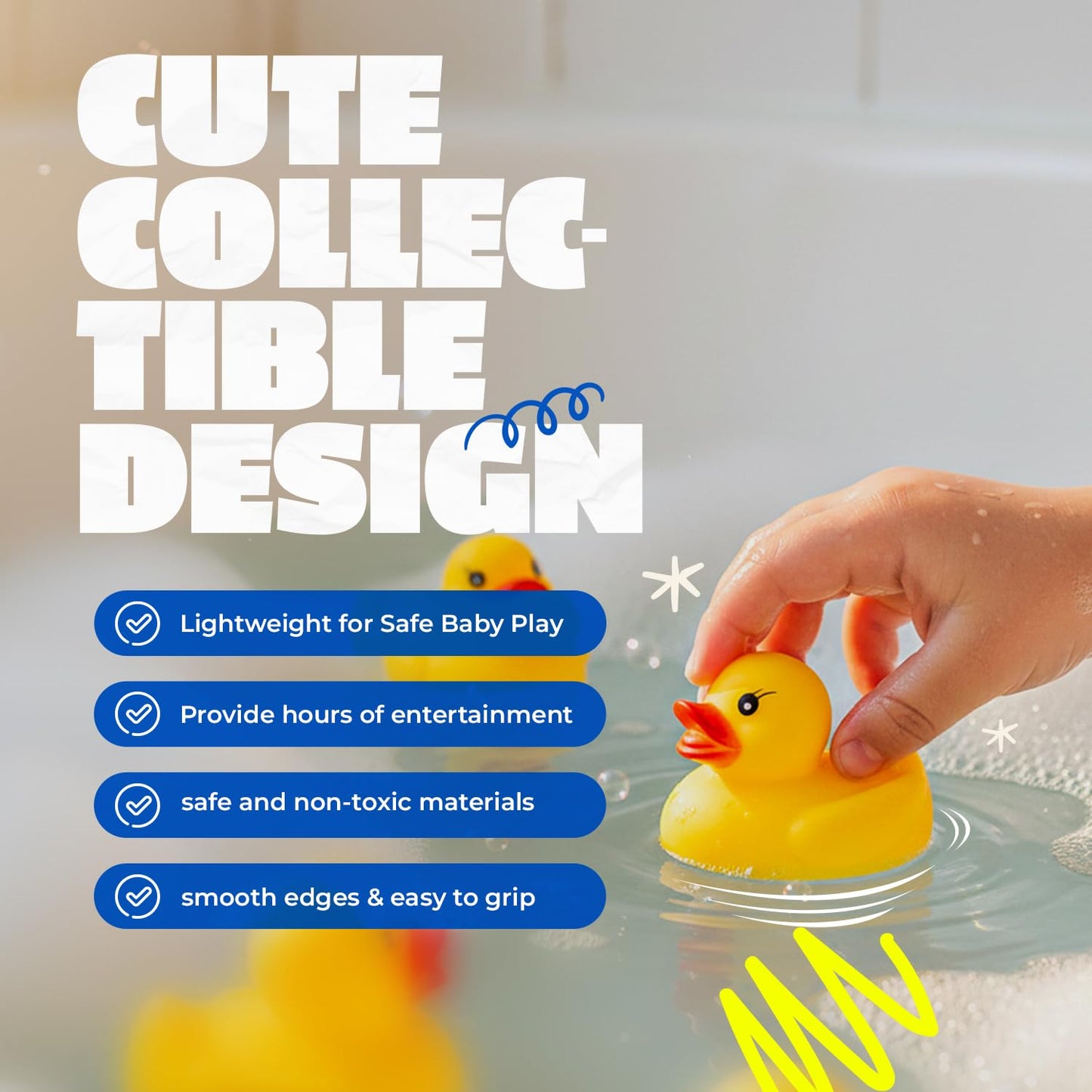 Mini Rubber Ducks Bath Toy Set 10 Ducks 2 Fishing Nets Kids Water Play Gift Fun Water Games for Kids, Perfect for Summer Paddling Pools and Baby Showers