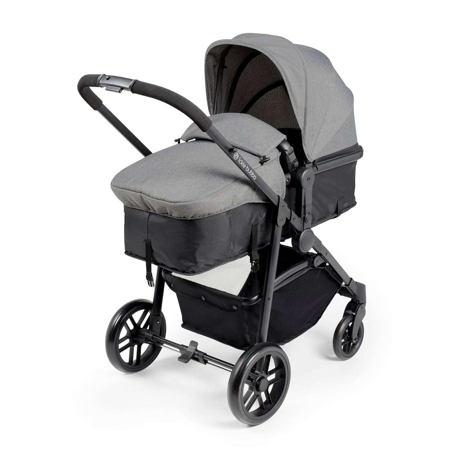 Ickle Bubba Star 3-in-1 Travel System with Astral Group 0+ Car Seat – Convertible Pram & Pushchair, Suitable from Birth to 15kg (Approx. 3 Years*), Spacious Basket & All-Terrain Wheels (Space Grey)