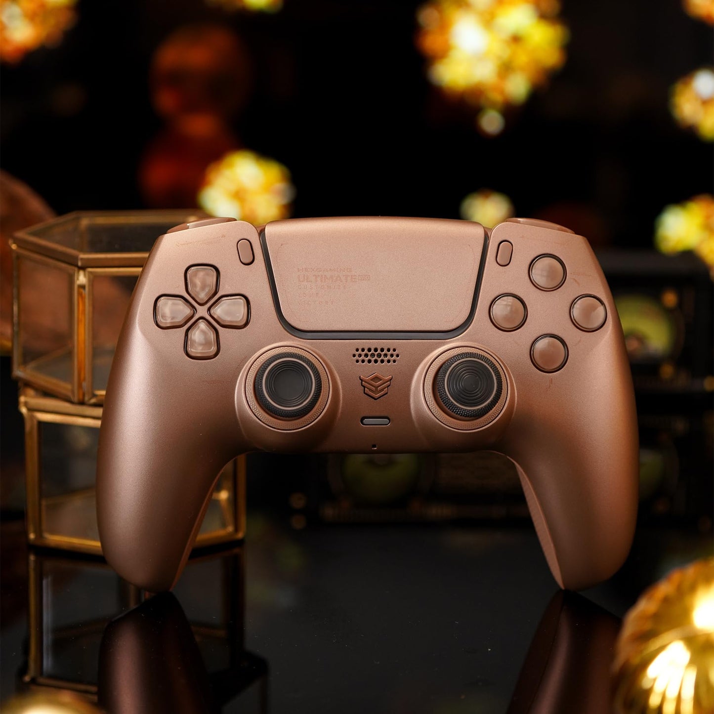 HEXGAMING ULTIMATE PRO Gaming Controller Compatible with ps5/PC/Mobile - 4 Back Buttons, 6 Profiles, Adjustable Triggers, 8 Swappable Thumbsticks - Hall Effect Stardust Mocha & Carrying Case
