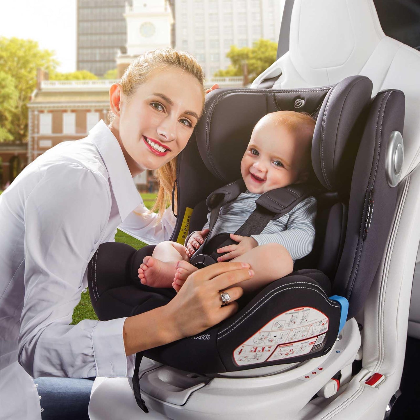 globalkids Safety Baby Car Seat with Isofix and Top Tether, 360 Degree Rotating Child Seat for All Group 0-12 Years Old (up to 36kg), Black (2022 Edition)