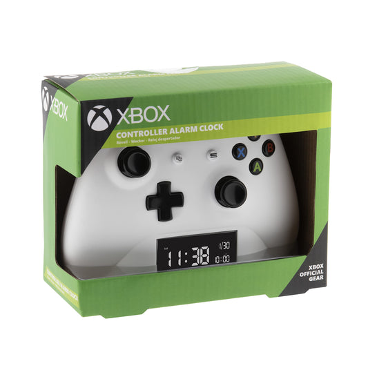 Paladone Xbox alarm clock with multicolored LED display, showing the officially licensed gaming merchandise design.