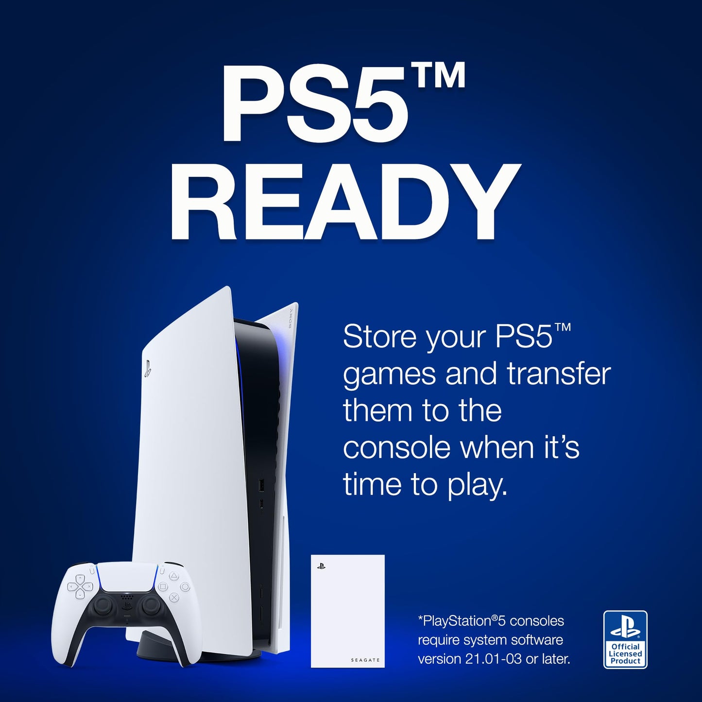 Seagate Game Drive for PS4/PS5 2TB, External HDD, USB 3.0, Officially Licensed, Blue LED, incl 2 weeks Playstation+ (STLV2000202)
