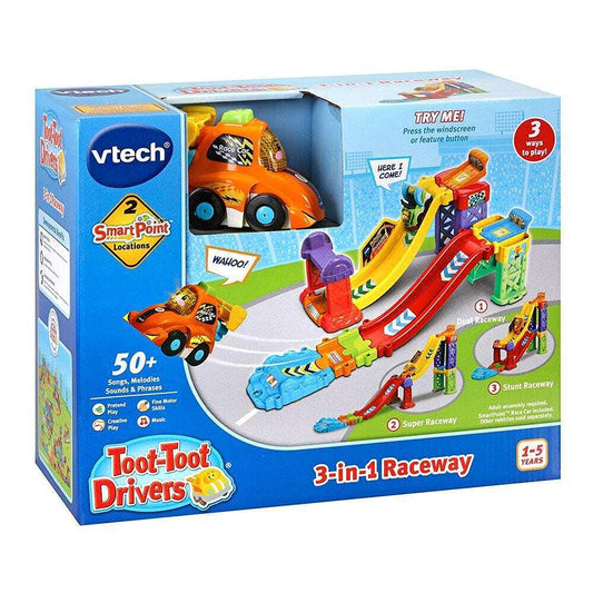 VTech Toot-Toot Drivers 3-in-1 Raceway, Toy Car racing Track for Boys and Girls, Car Tracks for Kids with Lights and Sounds, Musical Toy Race Track for Children Aged 1 to 5 Years, English Version