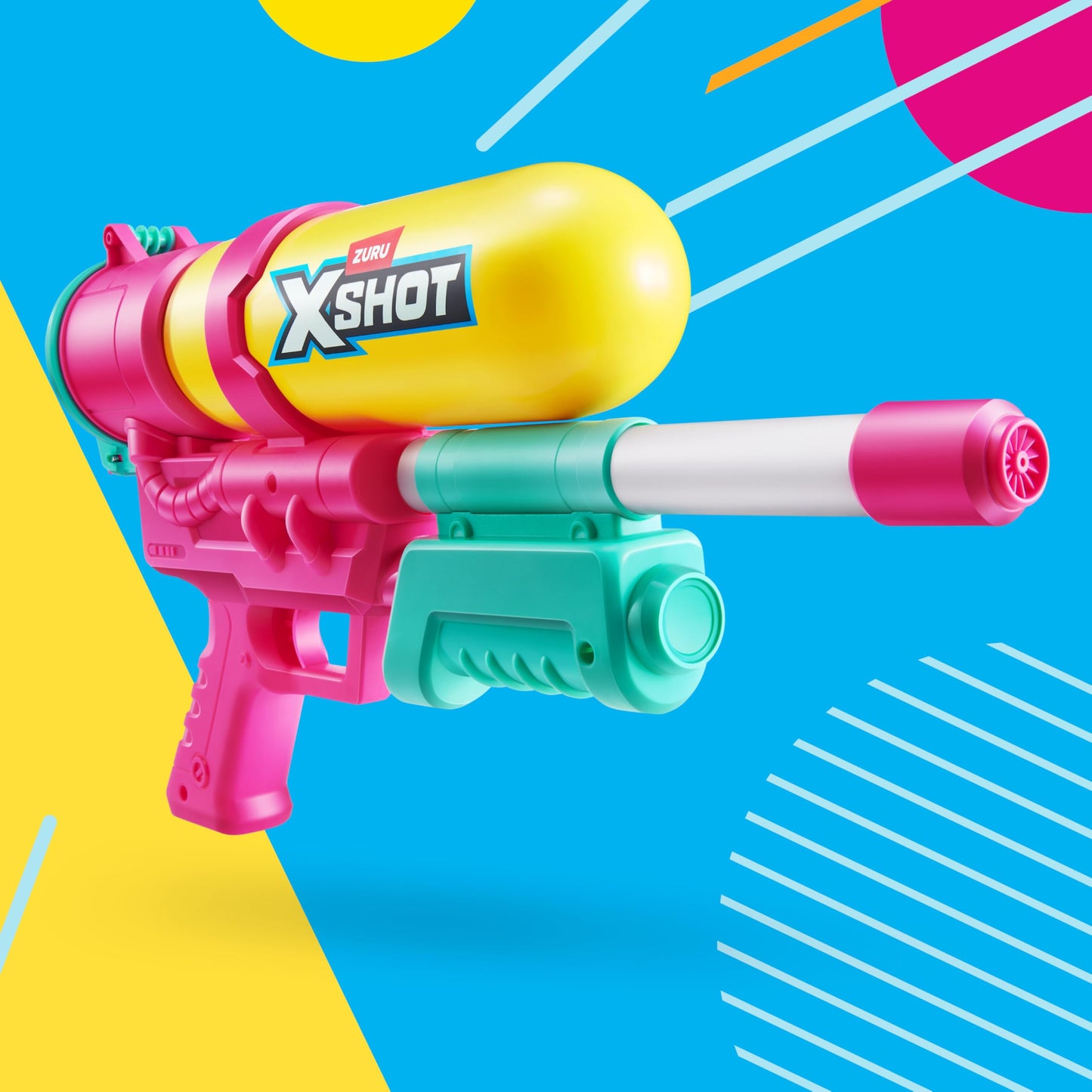 Purple XSHOT Water Fast-Fill 80s Super Splash water blaster with 33ft range, 500ml tank, outdoor summer toy for kids ages 6+.