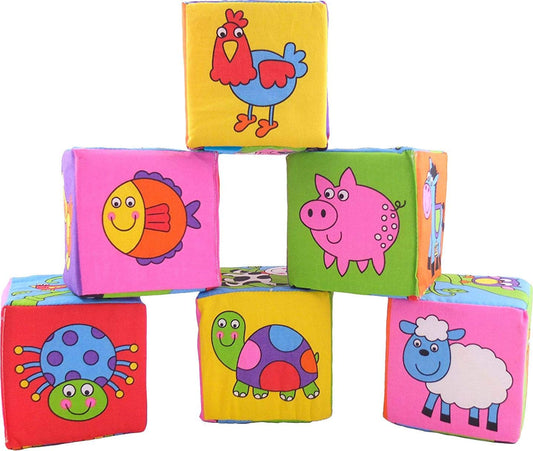 Galt Soft Blocks - Fun Design Baby Sensory Toys - Foam Filled, Machine Washable Soft Play Building Blocks - For Early Years Development, Motor Skills and Hand Eye Coordination - Ages 6 Months Plus