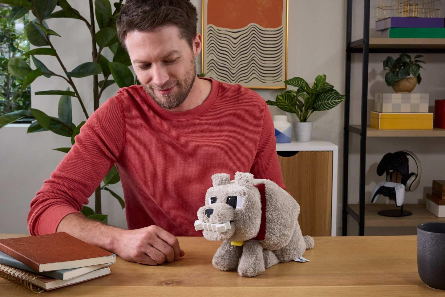 Mattel Minecraft Dennis the Wolf Plush Toy with Feeding Action & Sound, Food Mode Stuffed Animal Inspired by A Minecraft Movie, JDW26