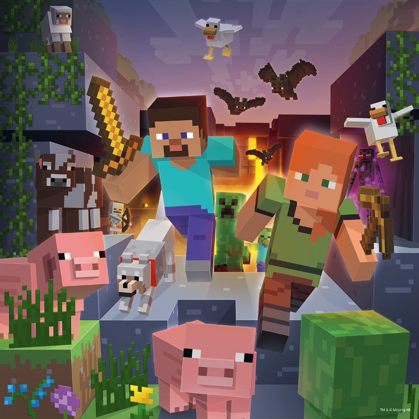 Ravensburger Minecraft Gifts for Boys and Girls - 3x 49 Piece Jigsaw Puzzles for Kids Age 5 Years +