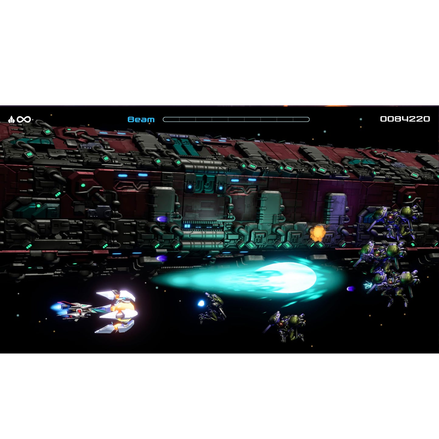 R-Type Dimensions III Nintendo Switch game cartridge by ININ, featuring colorful spaceship and retro-inspired game artwork.