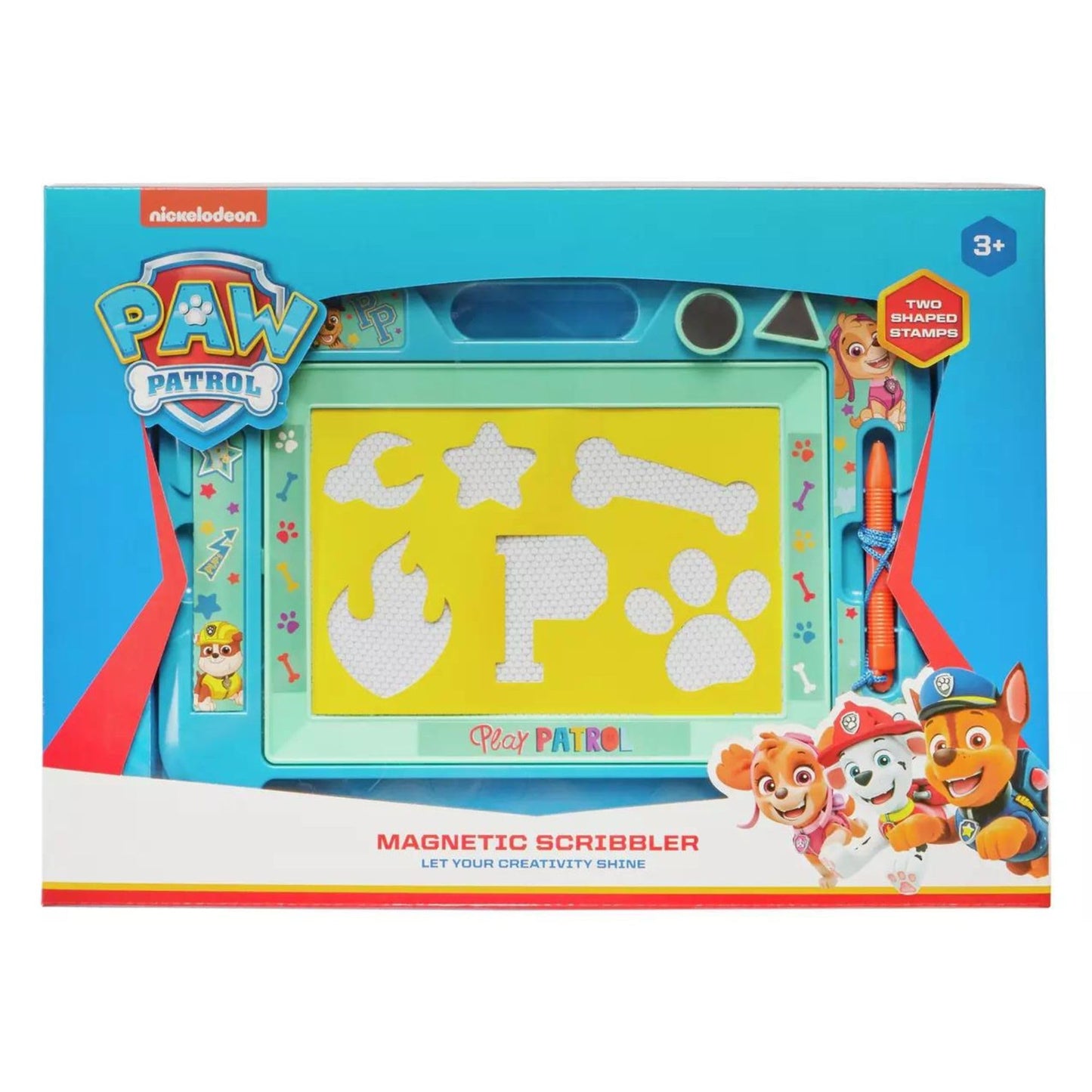 Paw Patrol Scribbler Magnetic Drawing Board Tablet & Toddler Toy - Educational Magnetic Board with Pen & 3 Fun Stamps - Reusable Art Set for Children 3+ Mess-Free Travel Activity, Creative Learning