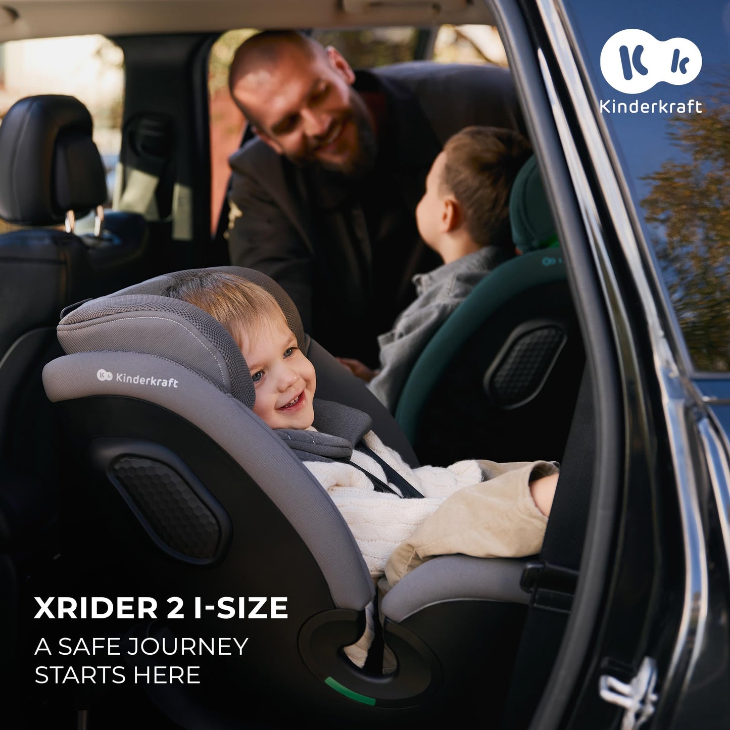 Kinderkraft XRIDER2 Infant Car Seat with Base, Isofix, I-Size 40-125 Cm, from Birh to 7 Years, Reclining, 360 Degree, Safety Systems, Travel Comfort, Green