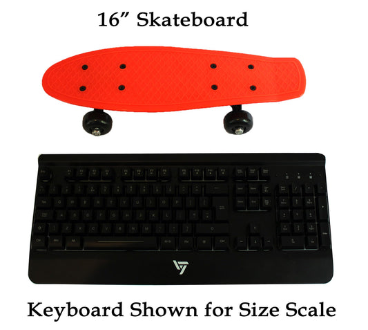 16" / 22" Kids Cruiser Skateboard Mini Complete Skateboard for Children Beginners Girls Boys Unisex Retro Skaters Skatepark 6 COLOURS (Regular Orange 16 inch)