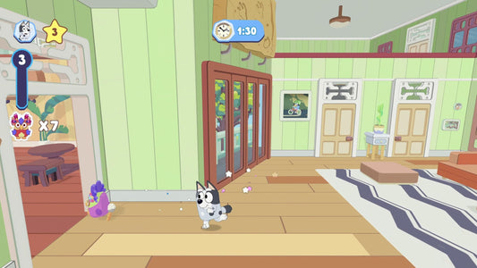 Bluey: The Videogame for Nintendo Switch by Outright Games, featuring Bluey and her friends in colorful gameplay scenes.