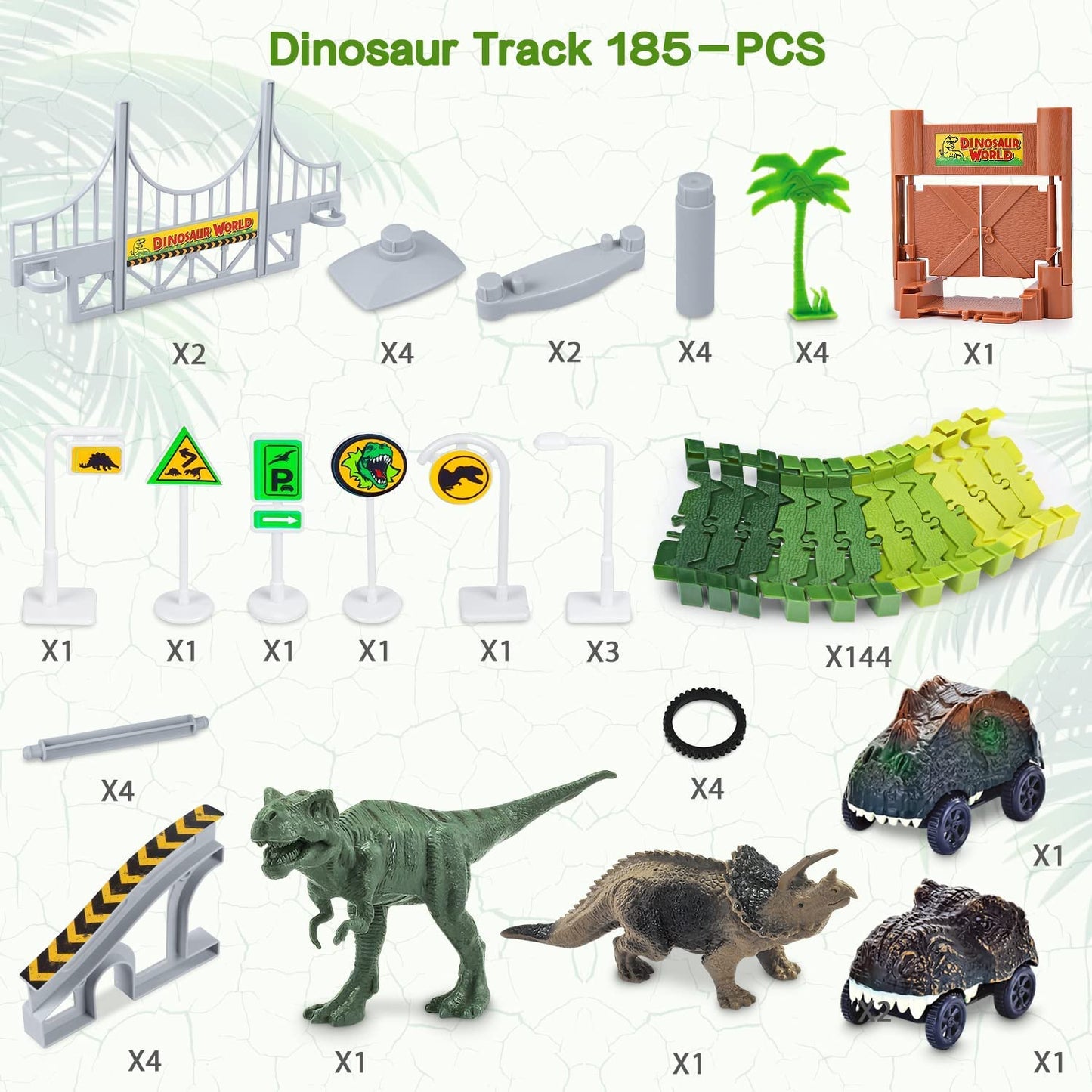 Dinosaur Race Track Toys,Create A Dinosaur World Road Race for Kids Toys,Flexible Track Playset and 2 Cool Dinosaurs Car for 3 4 5 6 7 8 Year Old Boys Girls Gift