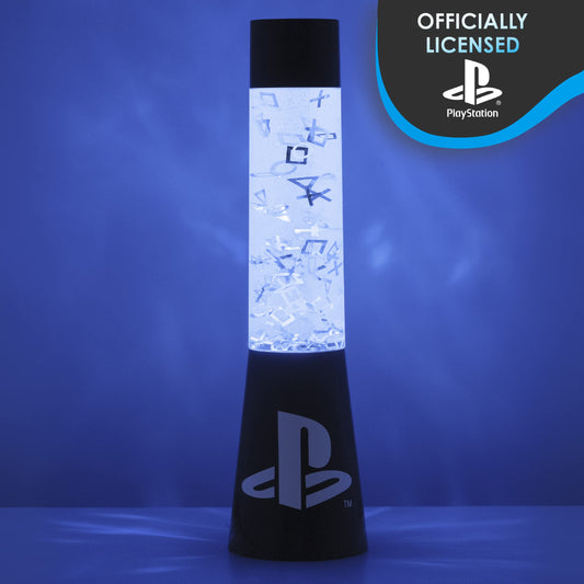 PlayStation Paladone | Sony Glitter Liquid Mood Light with Floating Controllers & Icons | Officially Licensed Sony Merchandise | PS5 | Lava Lamp | Desk Lamp | Bedside Light | Gaming Decor