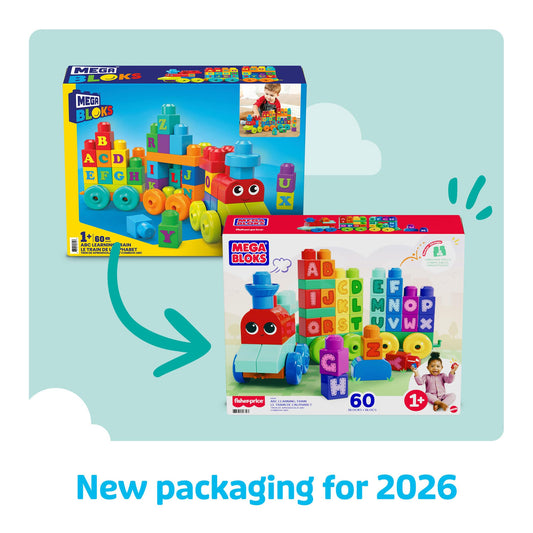 MEGA BLOKS First Builders Toddler Building Blocks Toy Set, ABC Learning Train with 60 Pieces, Ages 1+ Years, DXH35