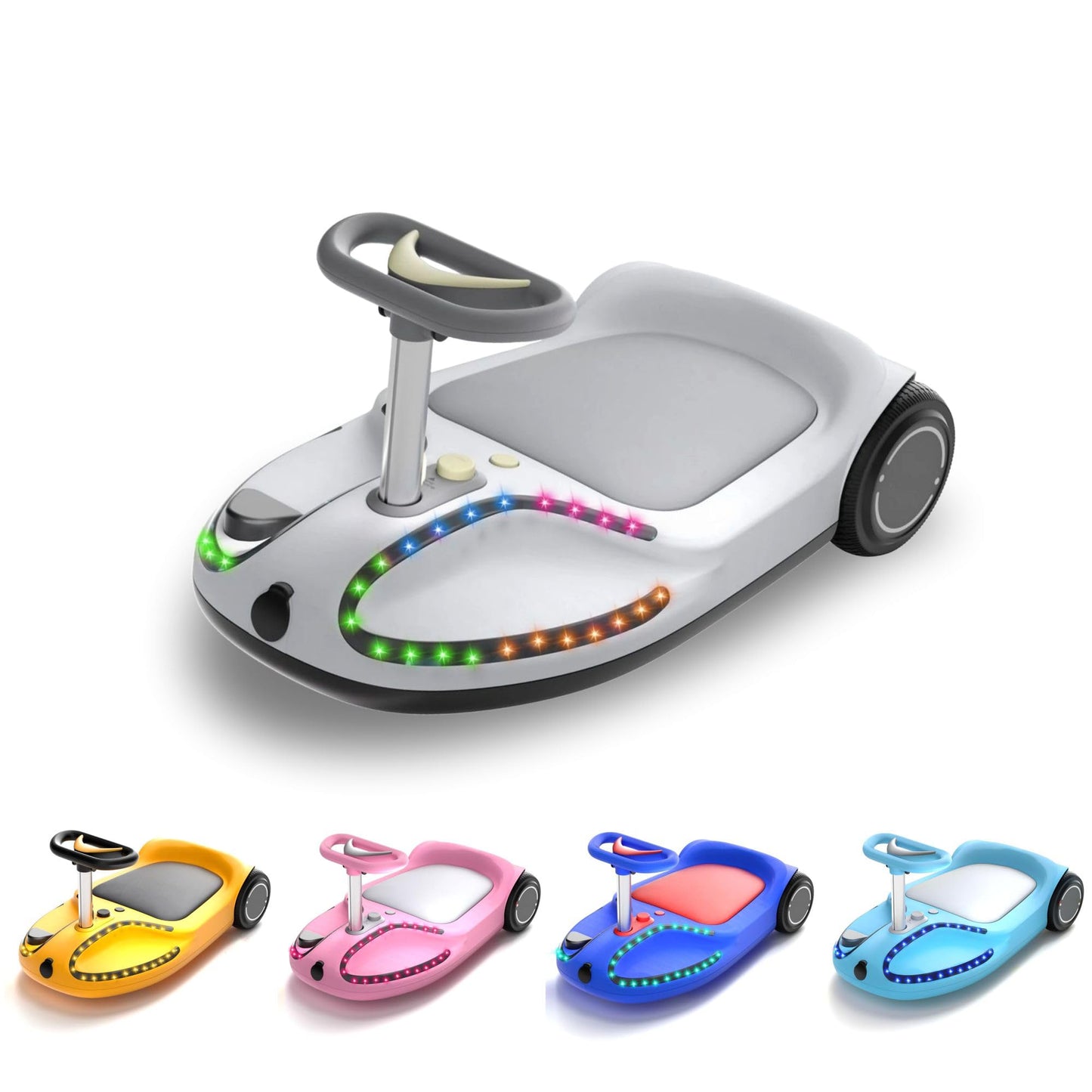 Hover-Pro Kids Electric Go Kart Wiggle Ride On Car with Bluetooth Speaker Disco LED Lights 100W Strong Motor for Indoor and Outdoor Sports 3 Adjustable Speeds Portable Scooter For Kids Ages 4-7