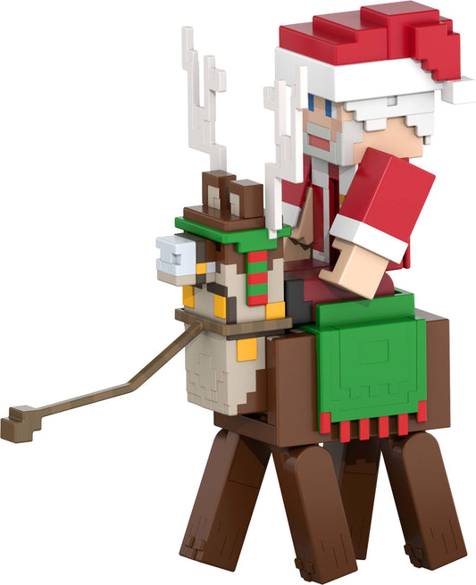 Mattel Minecraft Advent Calendar, 3 3.25-in Scale Action Figures including Santa, 17 Accessories & 4 Stickers, Pixelated Design, HXM86