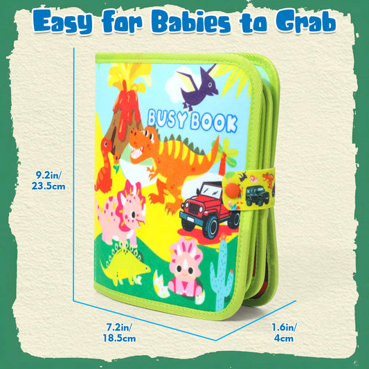 LZDMY Baby Busy Book Dinosaur Toys for 1 2 3 Year Olds, Toddlers Montessori Busy Board Travel Toys, Baby Sensory Activity Books Educational Toy, Boys Girls Birthday Gift
