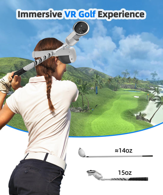 BRICOK VR Golf Club Attachment for Meta Oculus Quest 3/Meta Quest 3S, Unblock Signal Aluminum VR Golf Club Attachment Non-Slip VR Golf Handle Grip for Golf + For Right Controller
