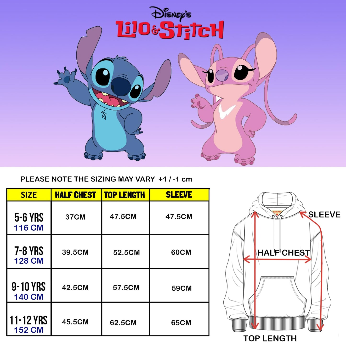 Disney Stitch Personalised Hoodie for Girls Teens Pullover Sweatshirt 100% Cotton Jumper Activewear Age 5-12 Years Gift for Girls Pink