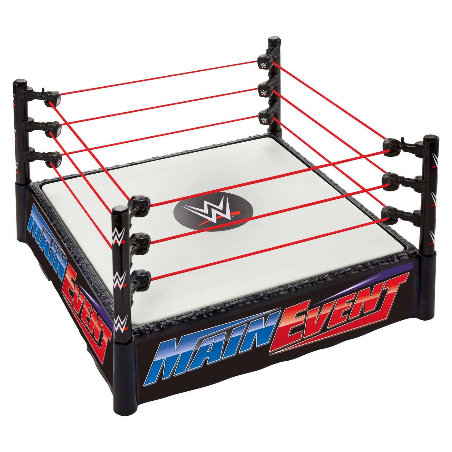 Mattel WWE Superstar Ring with Labels for Main Event & RAW, Spring-Loaded Mat & Pro Tension Elastic Ropes, JDJ20