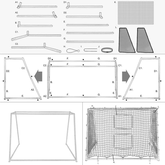 6ft x 4ft Football Goals - Heavy-Duty Steel Football Goals Super Durable Metal Kids Soccer Goal, Deep Soccer Net and Rebounder Net, Moveable & Weather Resistant